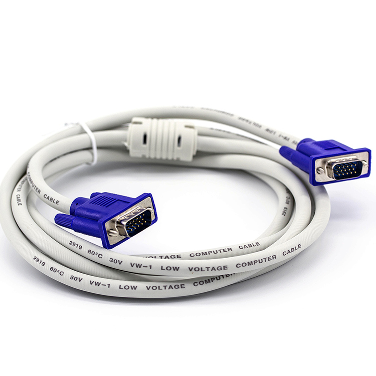 Factory Wholesale 15pin HIGH SPEED VGA cable 3+4 white male to male computer cable 1.5M,25M,30M